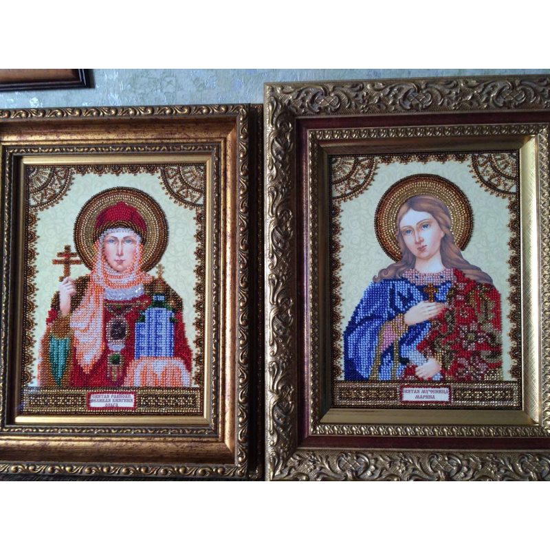 Icon Bead Embroidery Pattern on Art Canvas "St. Olga"