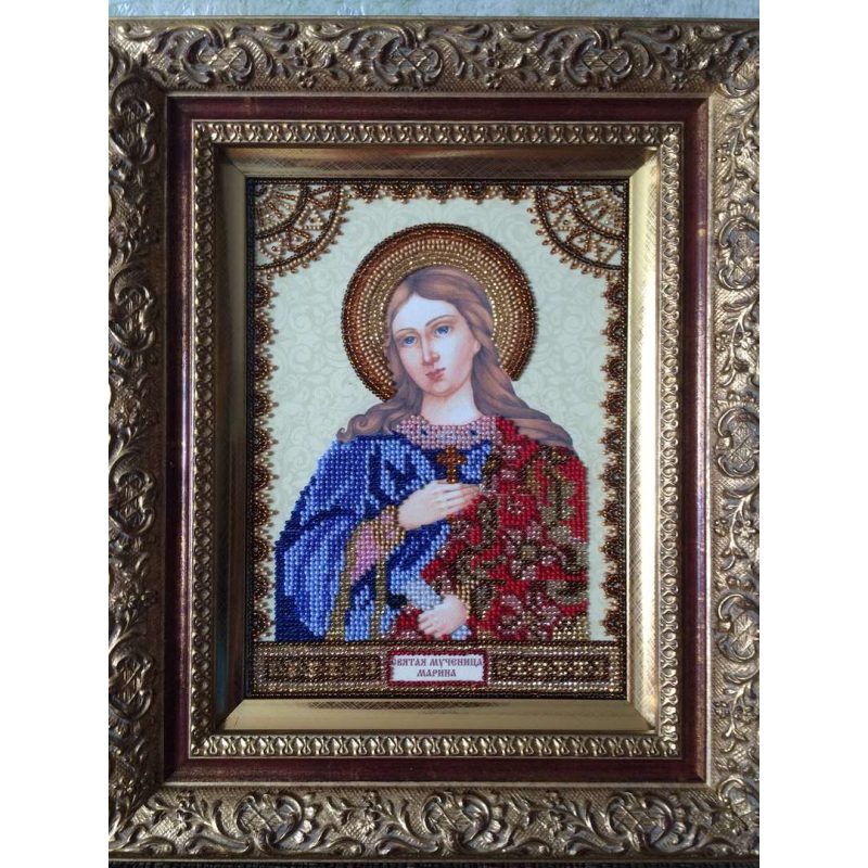 Icon Bead Embroidery Pattern on Art Canvas "St. Marina"