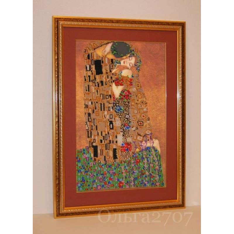 Bead Embroidery Kit on Art Canvas "The kiss"