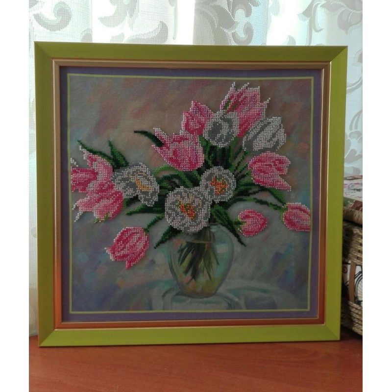 Bead Embroidery Kit on Art Canvas "Spring Lyrics"