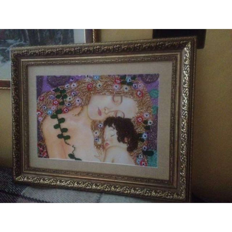 Bead Embroidery Kit on Art Canvas "Mother and Child"