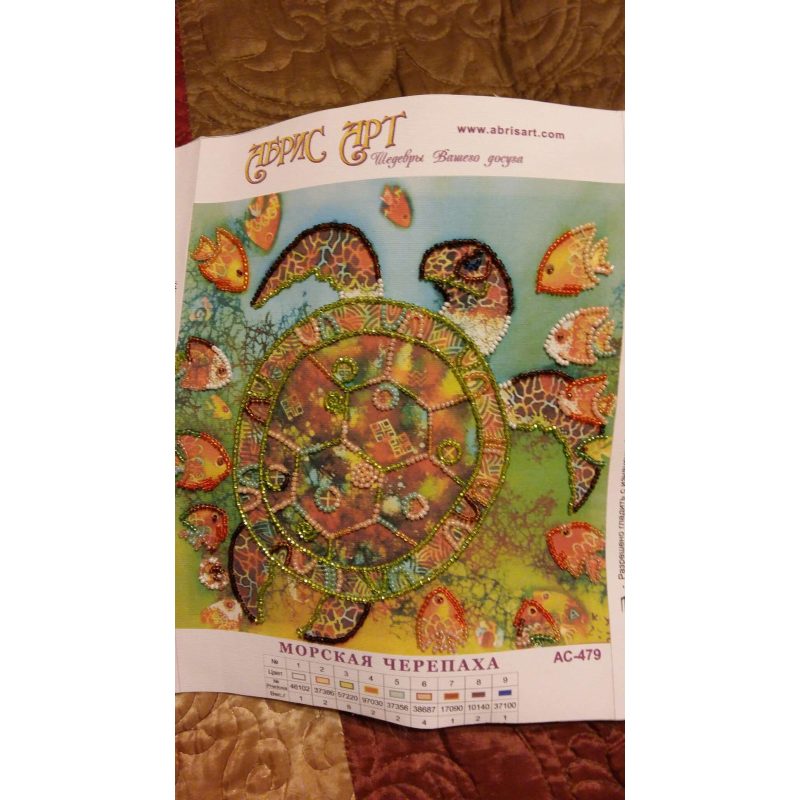 Bead Embroidery Pattern on Art Canvas "Sea turtle"