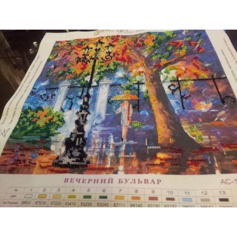 Bead Embroidery Pattern on Art Canvas "Evening Promenade"
