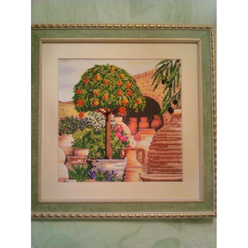 Bead Embroidery Pattern on Art Canvas "Mandarin Tree"