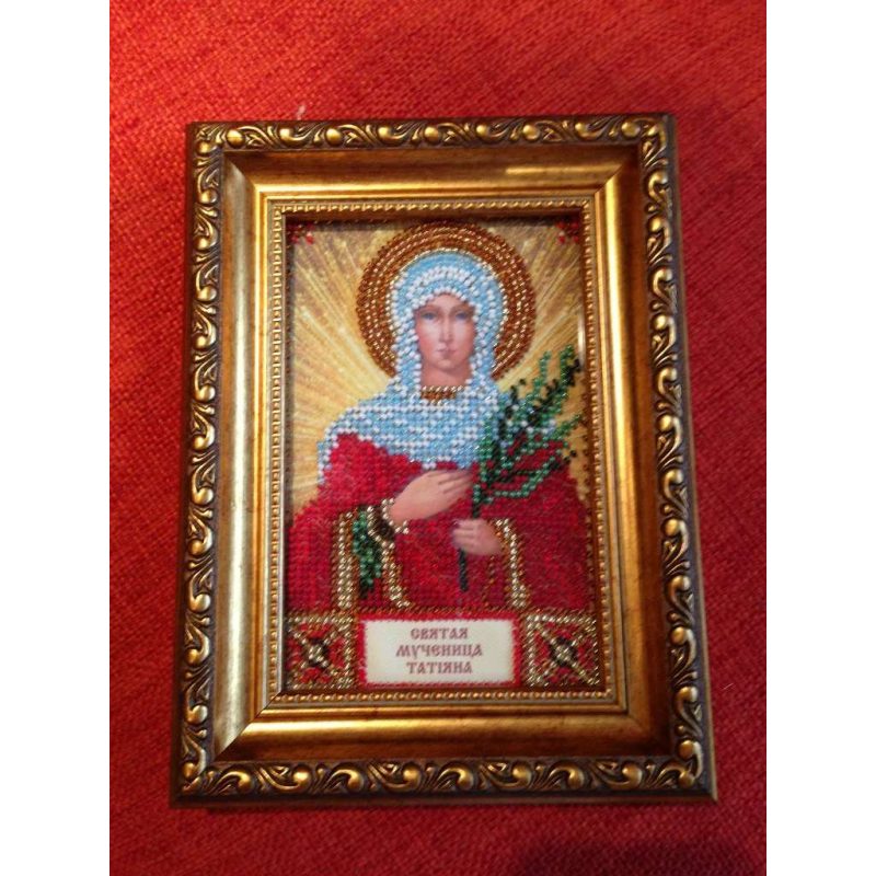Mini Icon Bead Embroidery Kit on Art Canvas "St. Tatiana"