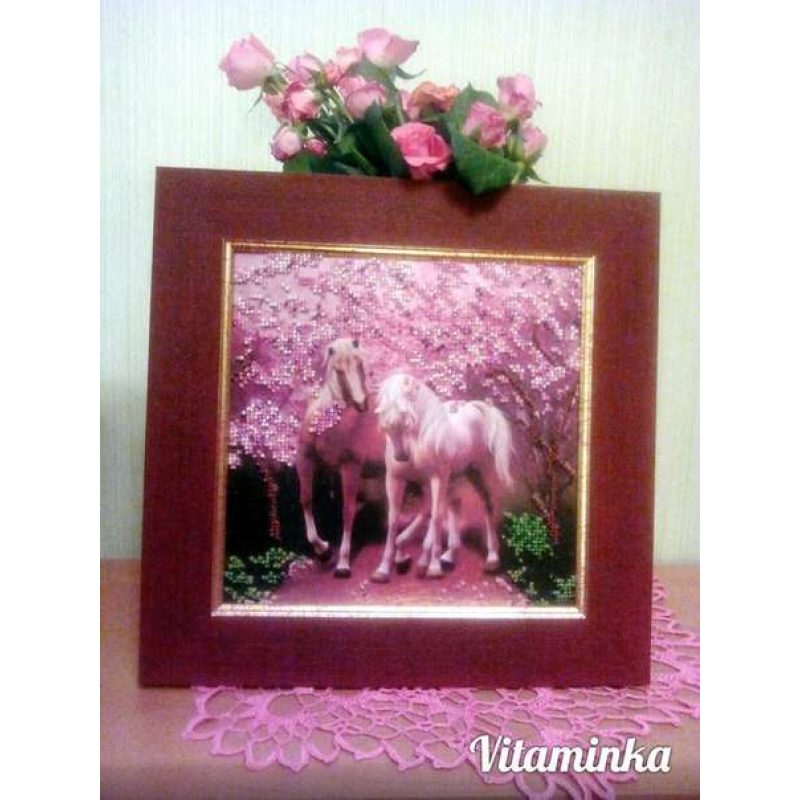 Bead Embroidery Pattern on Art Canvas "Horses In Love"