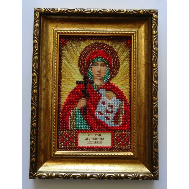 Mini Icon Bead Embroidery Kit on Art Canvas "St. Natalia"