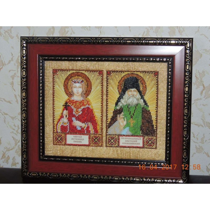 Mini Icon Bead Embroidery Kit on Art Canvas "St. Anatoly"