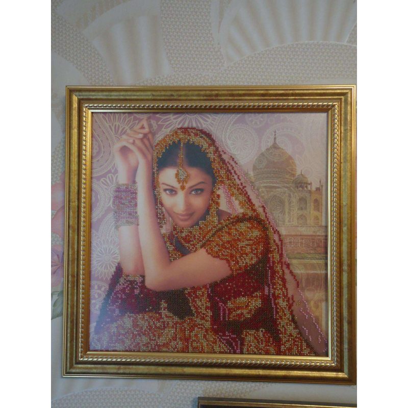 Bead Embroidery Pattern on Art Canvas "Flowers of India"