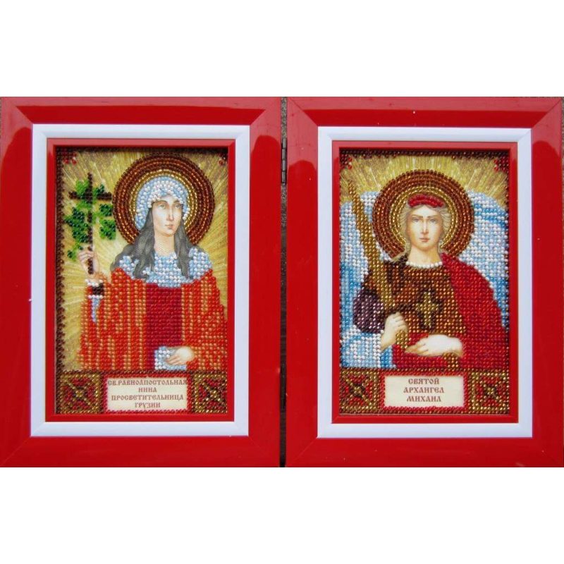 Mini Icon Bead Embroidery Kit on Art Canvas "St. Michael"