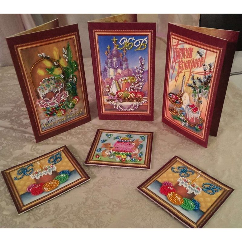 Bead Embroidery Postcard Kit "Easter – 9"