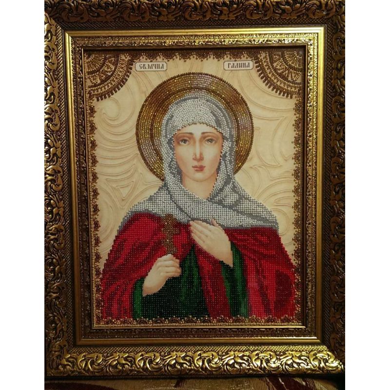 Icon Bead Embroidery Kit on Art Canvas "St. Galina"