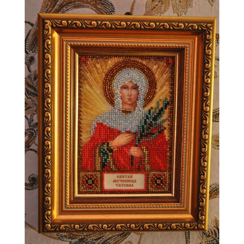 Mini Icon Bead Embroidery Kit on Art Canvas "St. Tatiana"