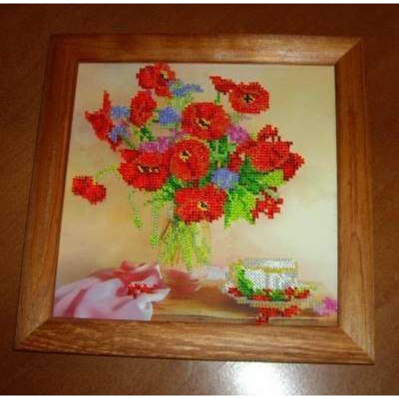 Bead Embroidery Pattern on Art Canvas "Morning Tea"