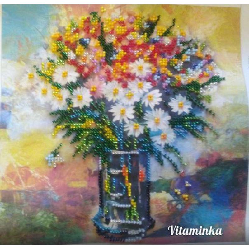 Bead Embroidery Pattern on Art Canvas "Floral Cocktail"