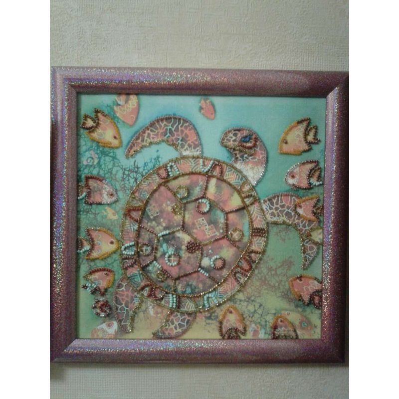 Bead Embroidery Pattern on Art Canvas "Sea turtle"