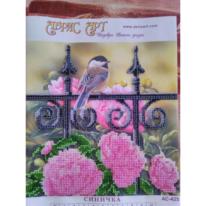Bead Embroidery Pattern on Art Canvas "Titmouse"