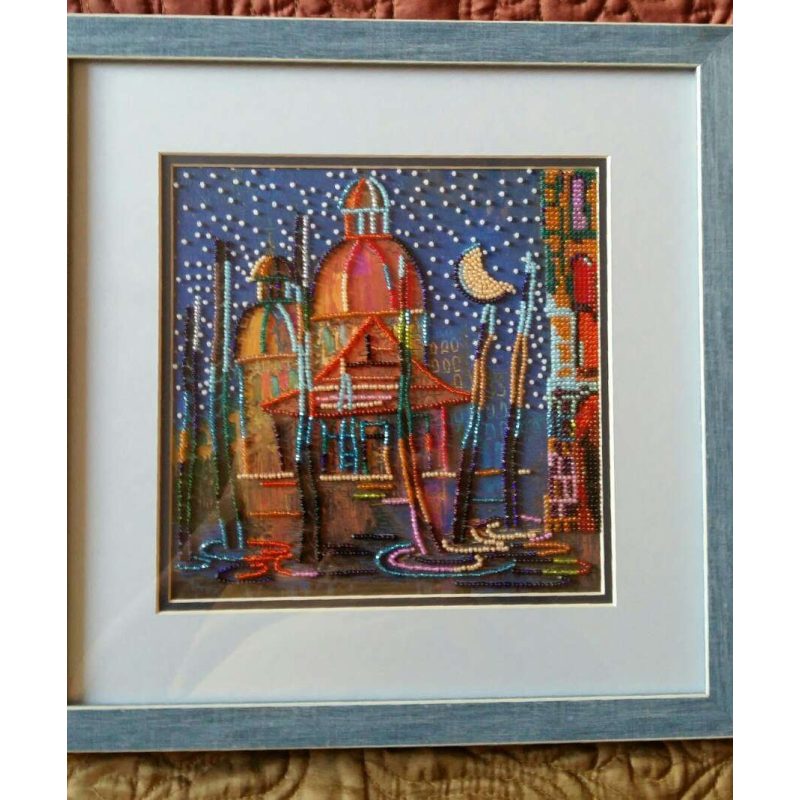 Bead Embroidery Pattern on Art Canvas "In the night"