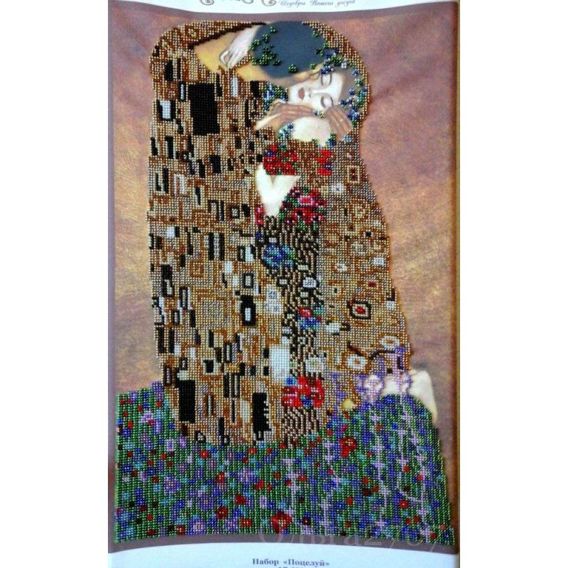 Bead Embroidery Kit on Art Canvas "The kiss"