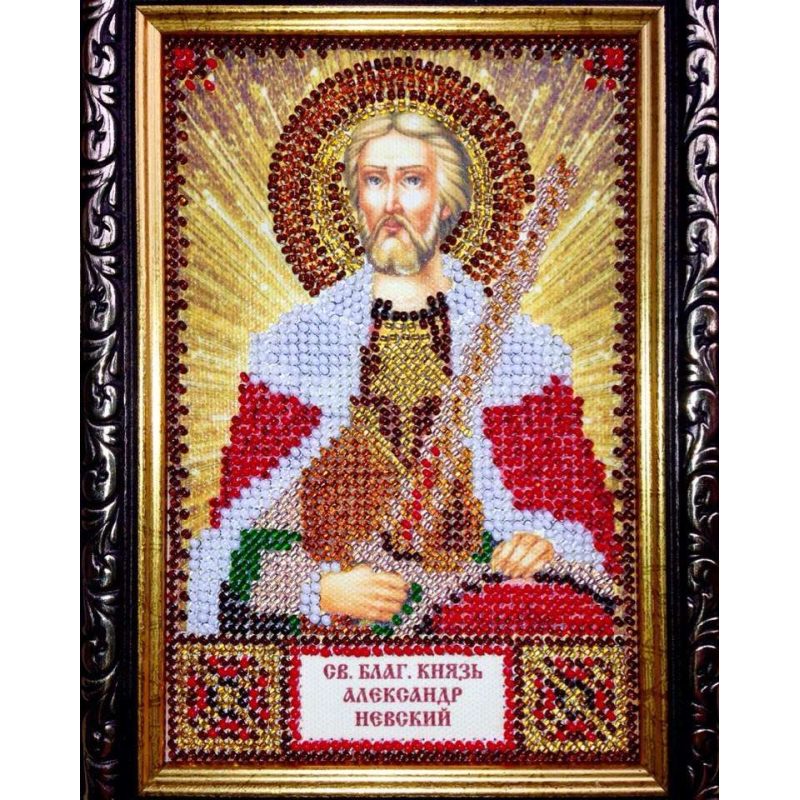 Mini Icon Bead Embroidery Kit on Art Canvas "St. Alexander"
