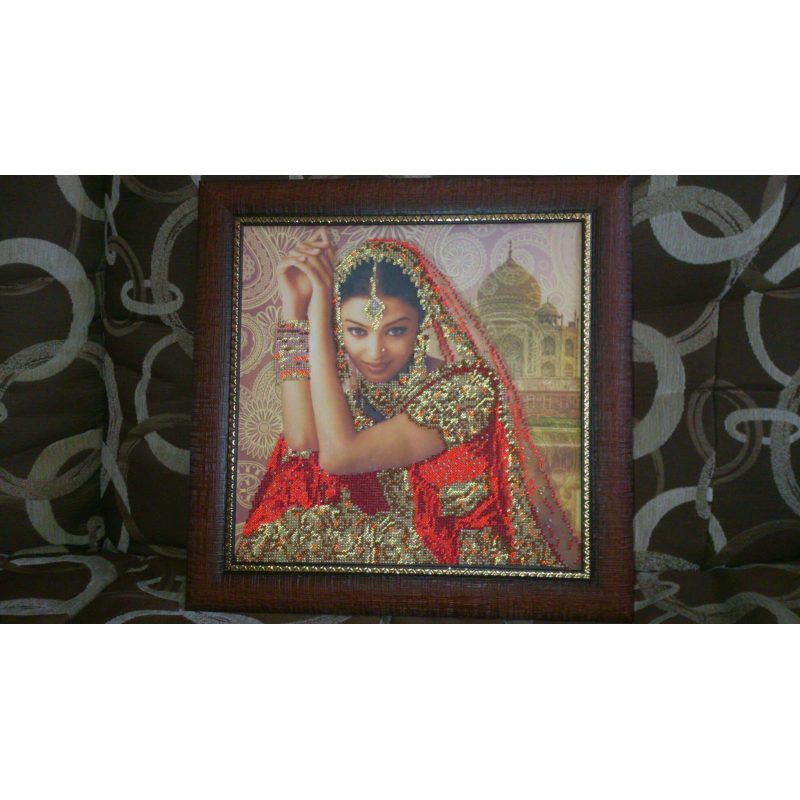 Bead Embroidery Pattern on Art Canvas "Flowers of India"