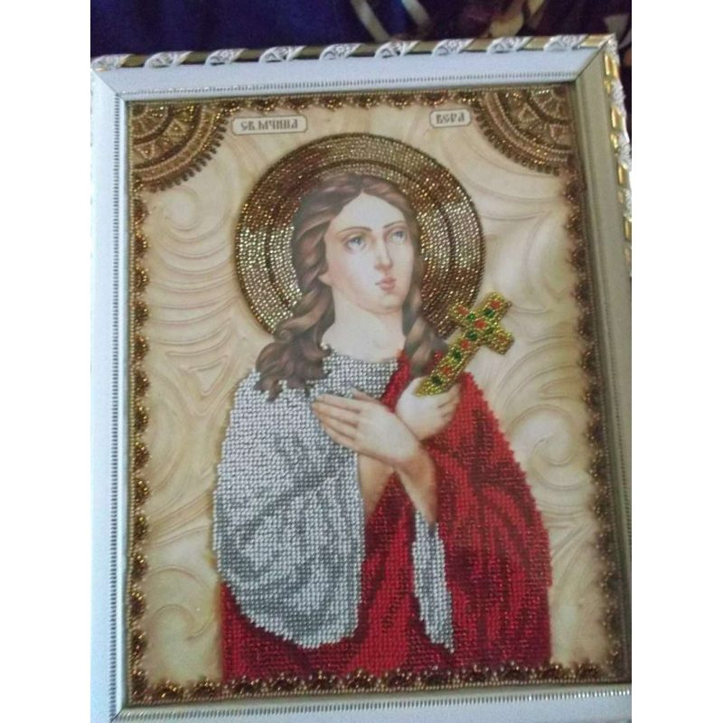 Icon Bead Embroidery Kit on Art Canvas "St. Vera"