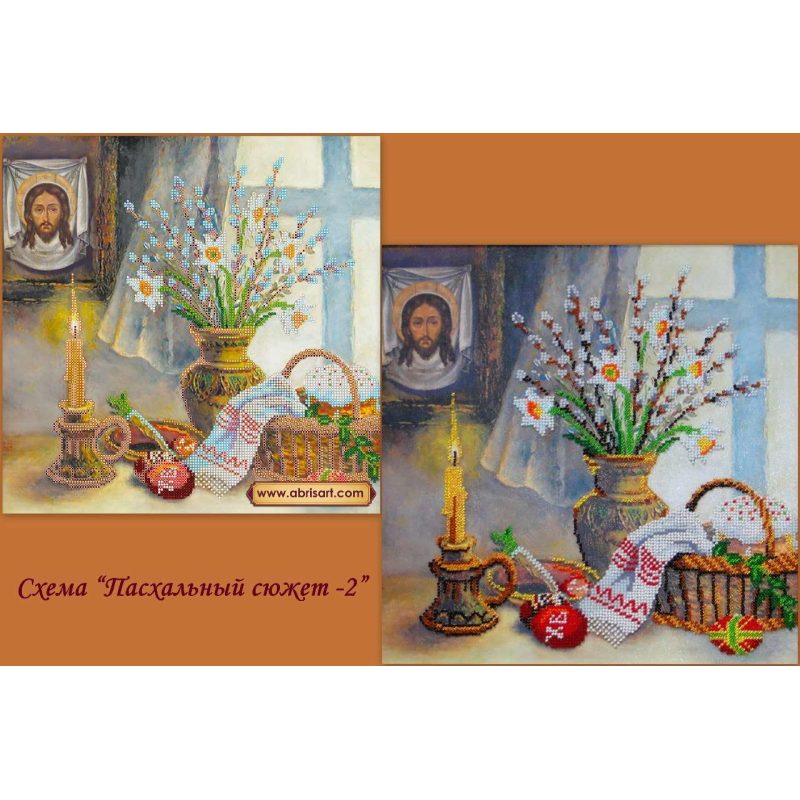 Bead Embroidery Pattern on Art Canvas "Easter story-2"