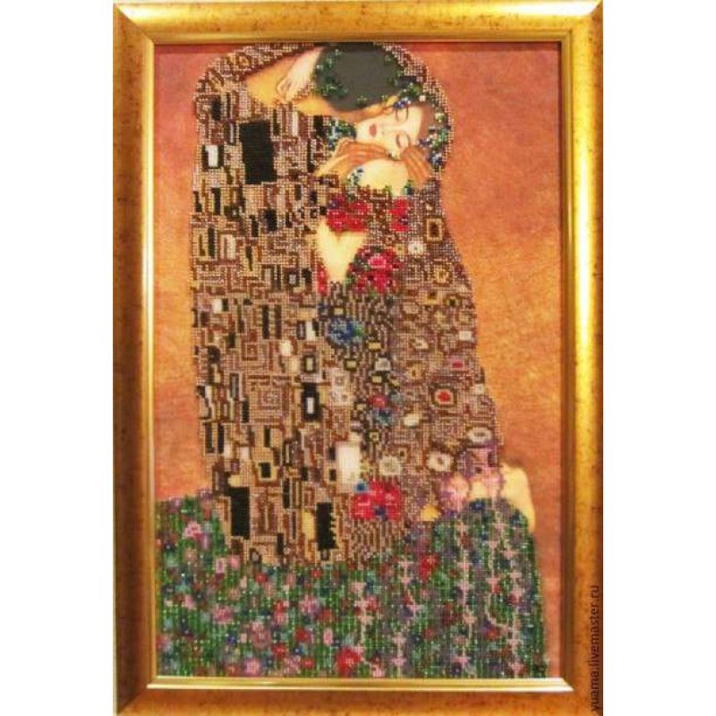 Bead Embroidery Kit on Art Canvas "The kiss"