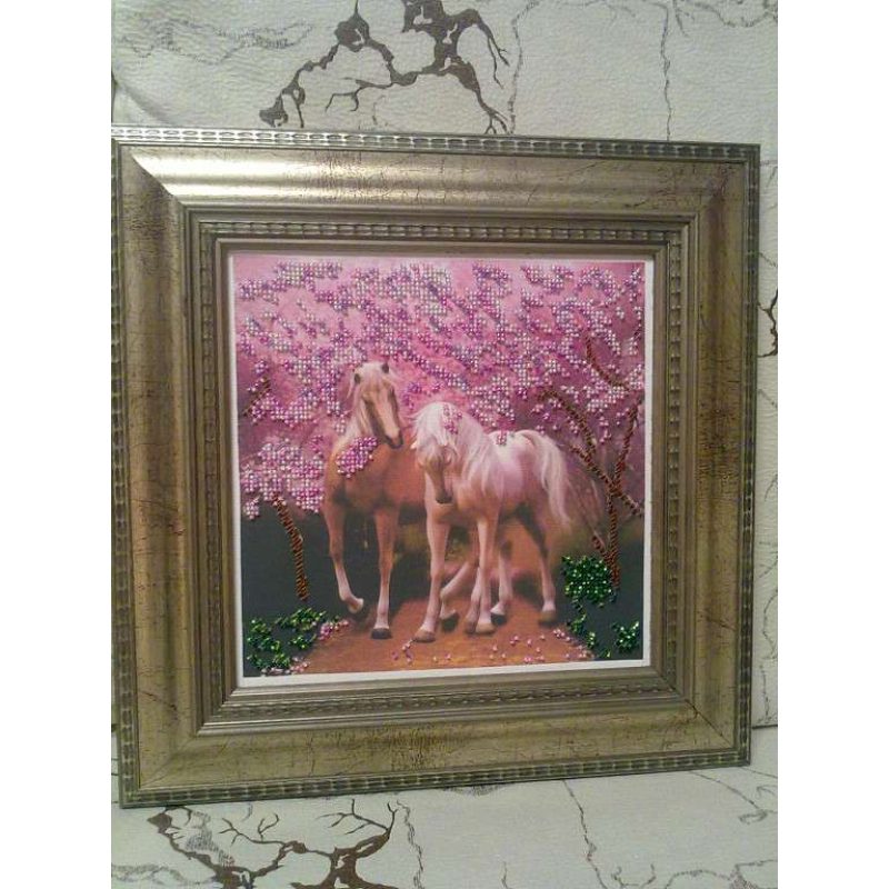 Bead Embroidery Pattern on Art Canvas "Horses In Love"