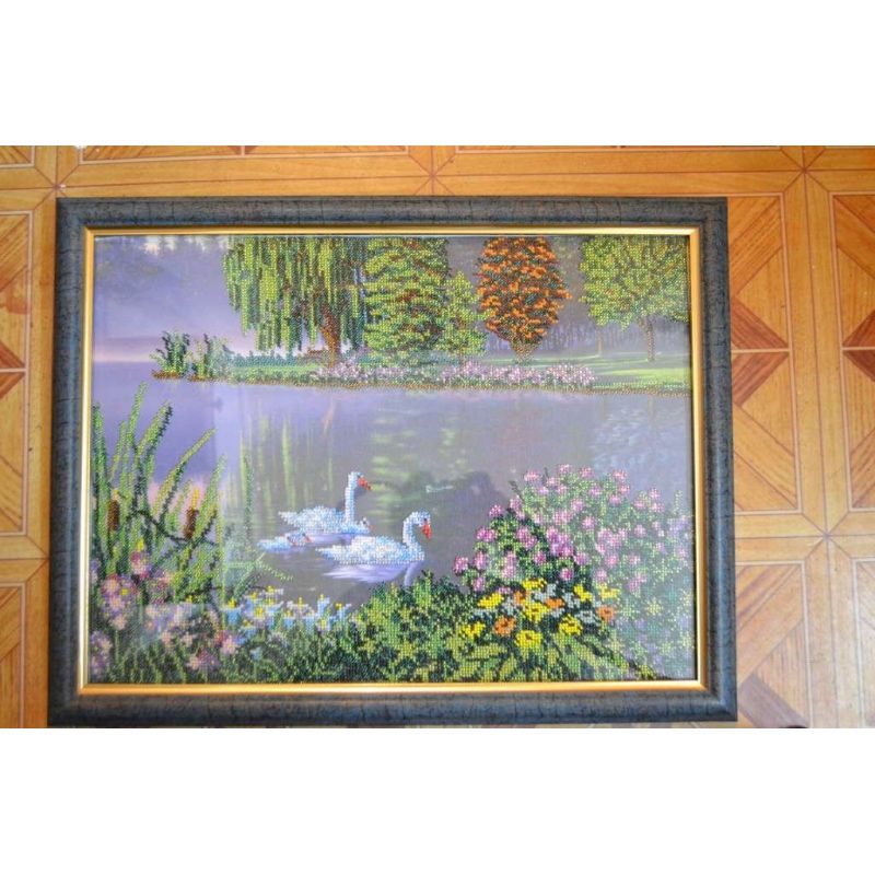 Bead Embroidery Kit on Art Canvas "Swan song"
