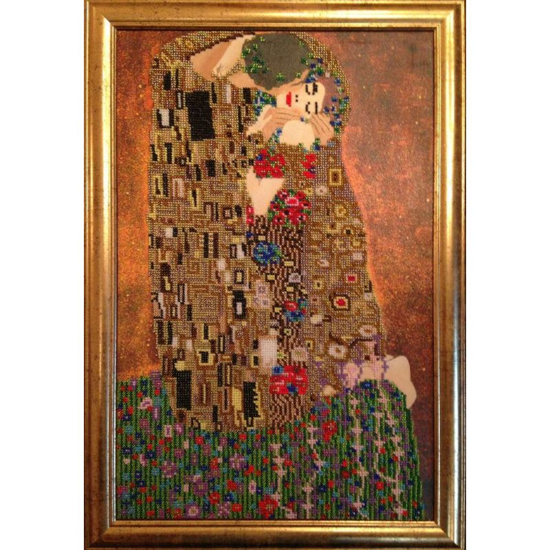 Bead Embroidery Kit on Art Canvas "The kiss"