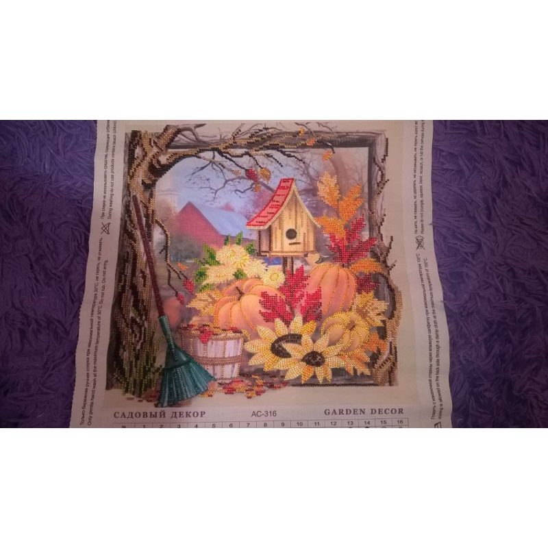 Bead Embroidery Pattern on Art Canvas "Garden Decor"