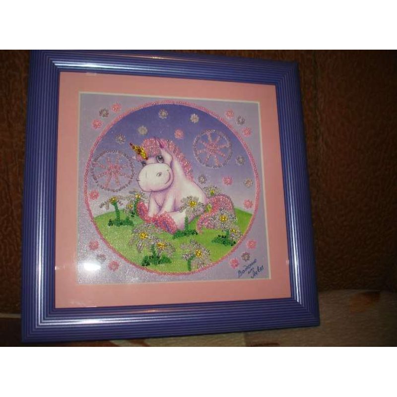 Mini Bead Embroidery Kit on Art Canvas "Pony"