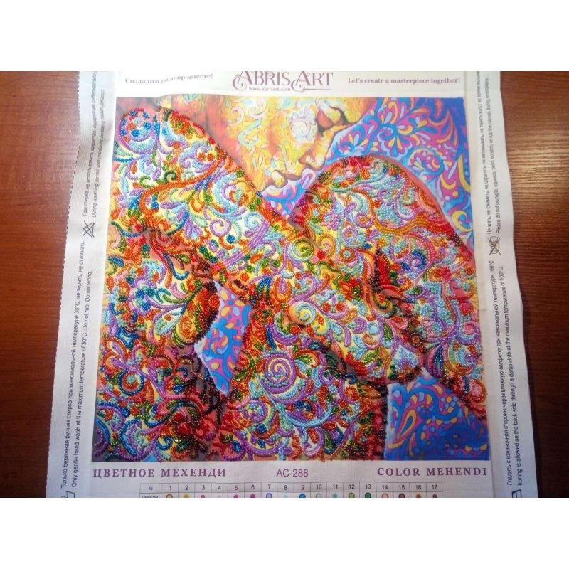 Bead Embroidery Pattern on Art Canvas "Color mehendi"