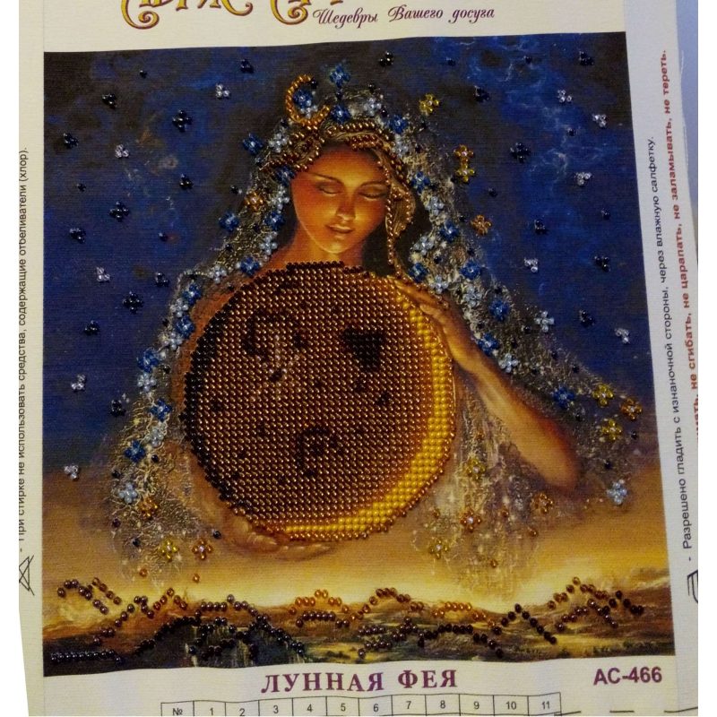 Bead Embroidery Pattern on Art Canvas "Moon fairy"