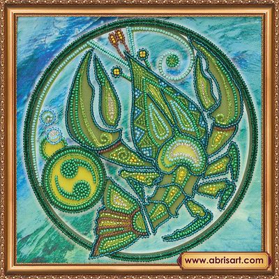 Bead Embroidery Kit on Art Canvas "Cancer"
