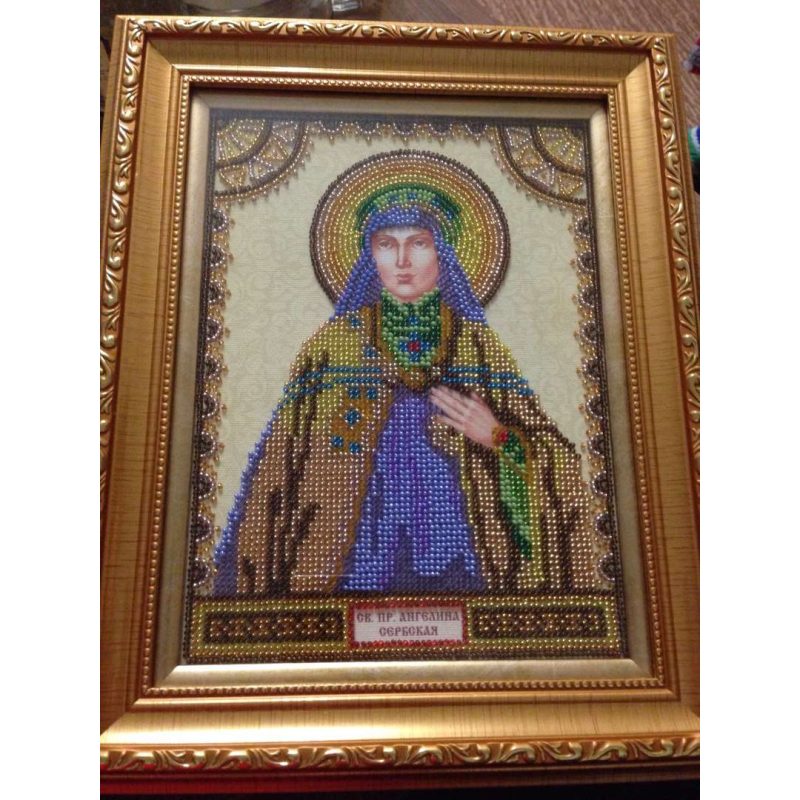 Icon Bead Embroidery Pattern on Art Canvas "St. Angelina"