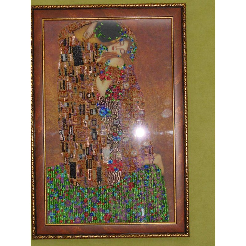 Bead Embroidery Kit on Art Canvas "The kiss"