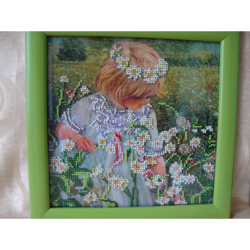 Bead Embroidery Pattern on Art Canvas "Chamomile Mood"
