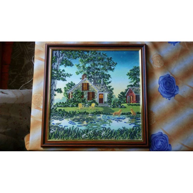 Bead Embroidery Pattern on Art Canvas "An Evening in the Country"