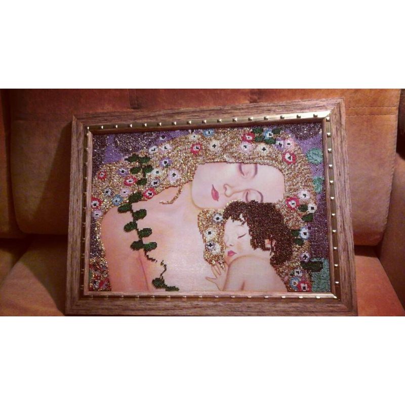 Bead Embroidery Kit on Art Canvas "Mother and Child"
