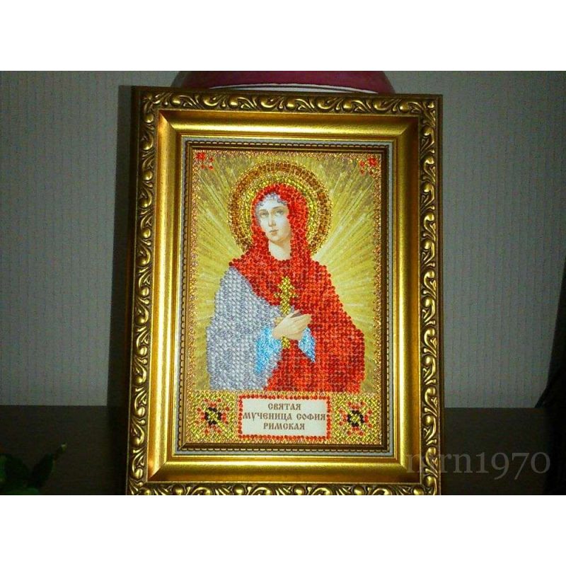 Mini Icon Bead Embroidery Kit on Art Canvas "St. Sophia"
