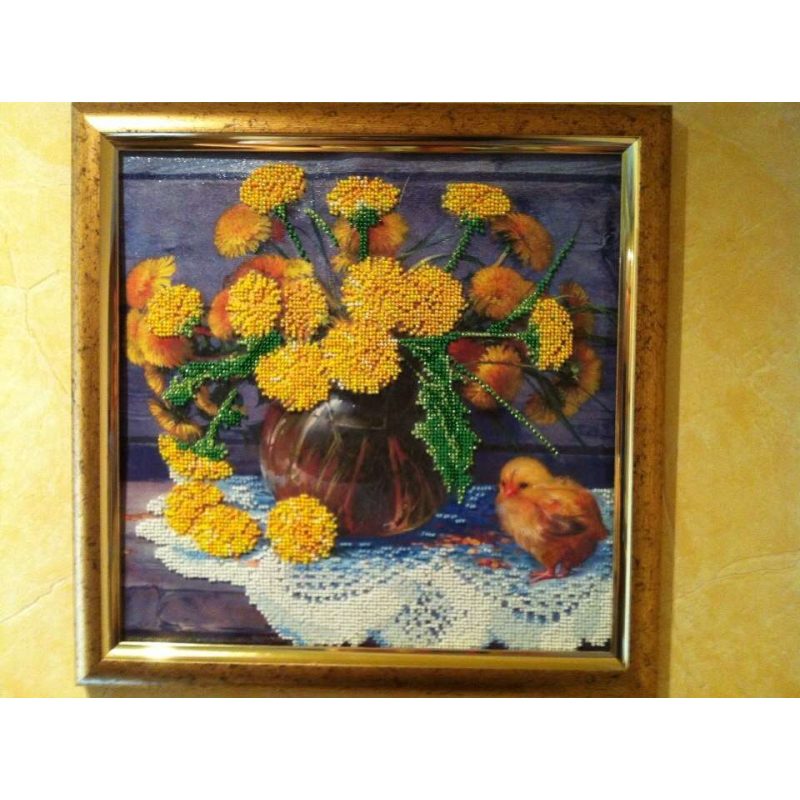 Bead Embroidery Pattern on Art Canvas "Golden Wonder"