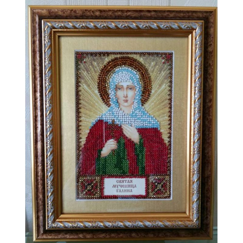 Mini Icon Bead Embroidery Kit on Art Canvas "St. Galina"