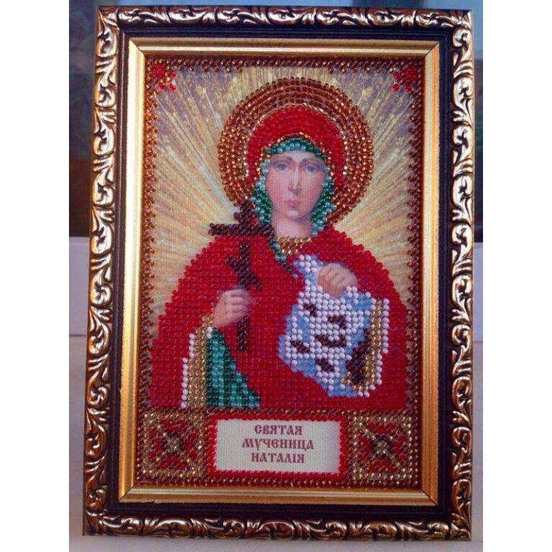 Mini Icon Bead Embroidery Kit on Art Canvas "St. Natalia"