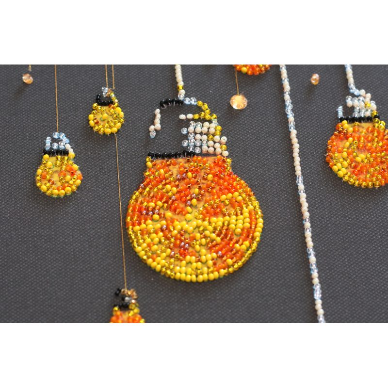 Bead Embroidery Kit on Art Canvas "Lamp evening"