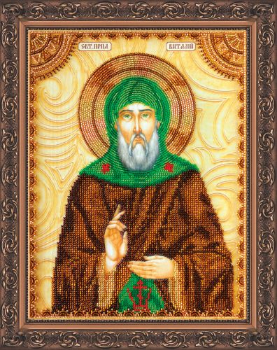 Icon Bead Embroidery Kit on Art Canvas "St. Vitaly"