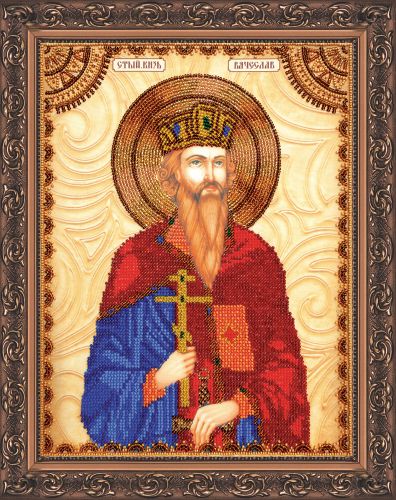 Icon Bead Embroidery Kit on Art Canvas "St. Vyacheslav"