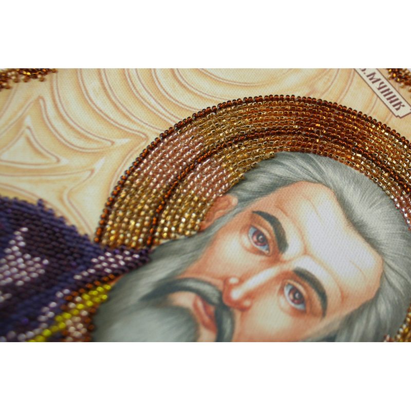 Icon Bead Embroidery Kit on Art Canvas "St. Leonid"