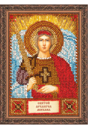 Mini Icon Bead Embroidery Kit on Art Canvas "St. Michael"